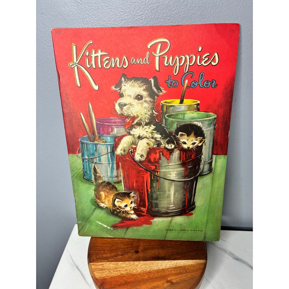 1949 Kittens and Puppies Paint Book Whitman Coloring Book